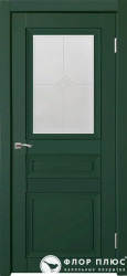 Дверь межкомнатная Деканто (Decanto) 3 зеленый бархат остеклённая в Екатеринбурге