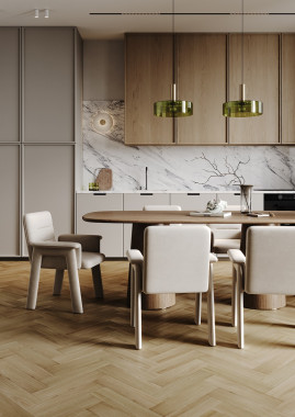 Кварцевый ламинат (SPC) Fargo Herringbone Дуб Аттика