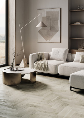 Кварцевый ламинат (SPC) Fargo Herringbone Дуб Лондонский Туман