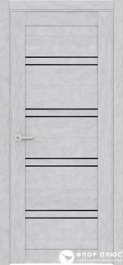 Дверь межкомнатная FRANT Fusion Hyatt LX-2 Бетон снежный стекло лакобель черное